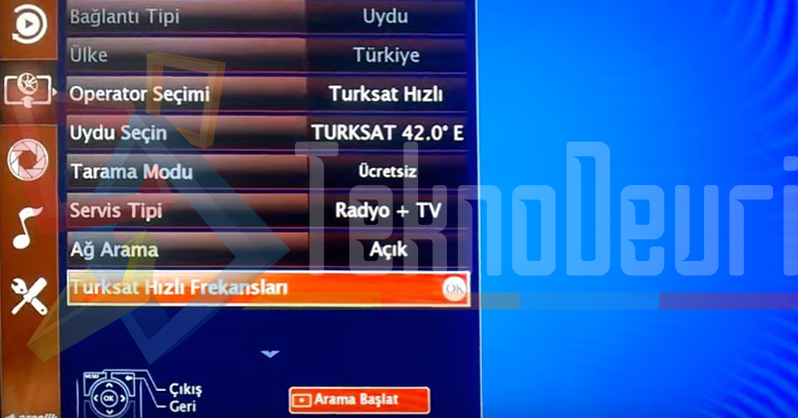 Arçelik Smart TV Turksat 4A Uydu Kanal Ayarları